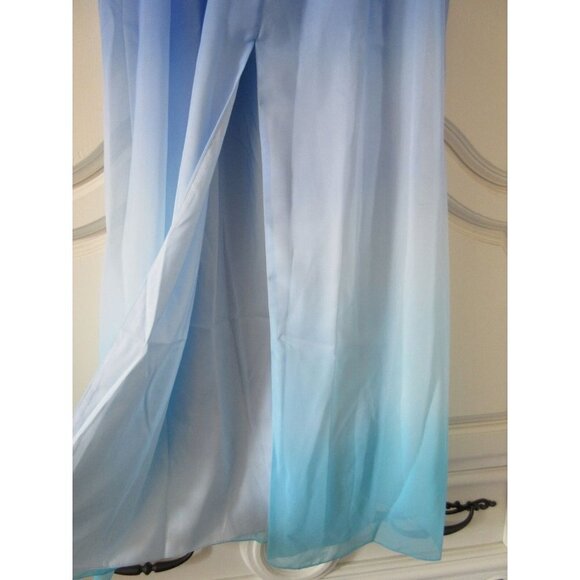NWT Jay Godfrey Sinclair Blue Teal Ombre Chiffon Slit Front Maxi Dress Gown 8 - Picture 5 of 8